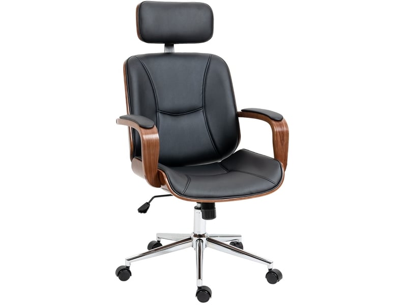 Chaise de bureau ergonomique 66x65 cm inclinable polyuréthane (pu) noire