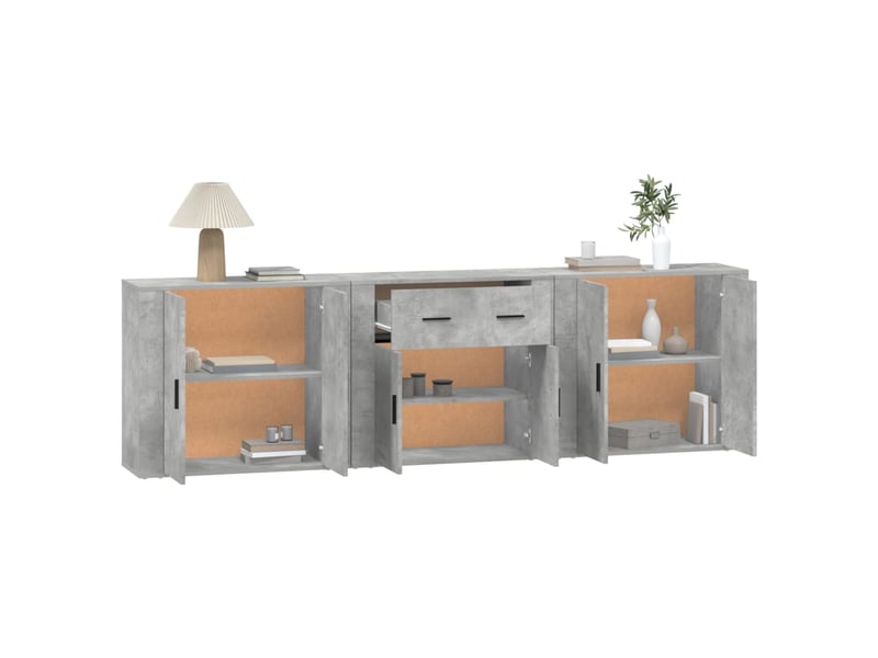  Buffets 3 pcs - bahut - meuble de rangement gris béton bois d'ingénierie  - Conforama D