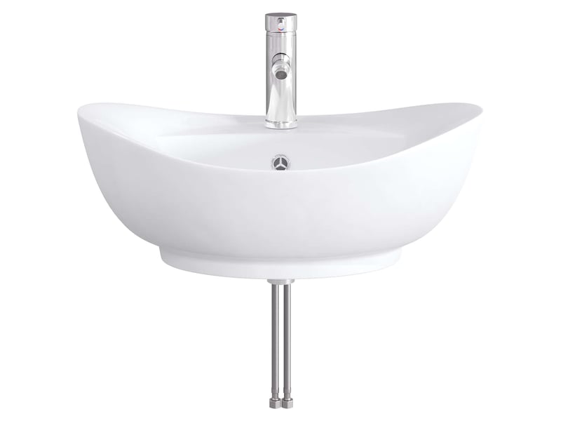  Lavabo de salle de bain avec robinet et évacuation chrome shl2857  - Conforama D