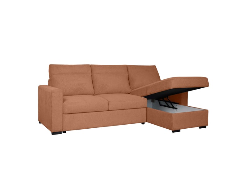  Canapé d'angle réversible solaro convertible avec coffre en tissu - terracotta SOLARO - Conforama C