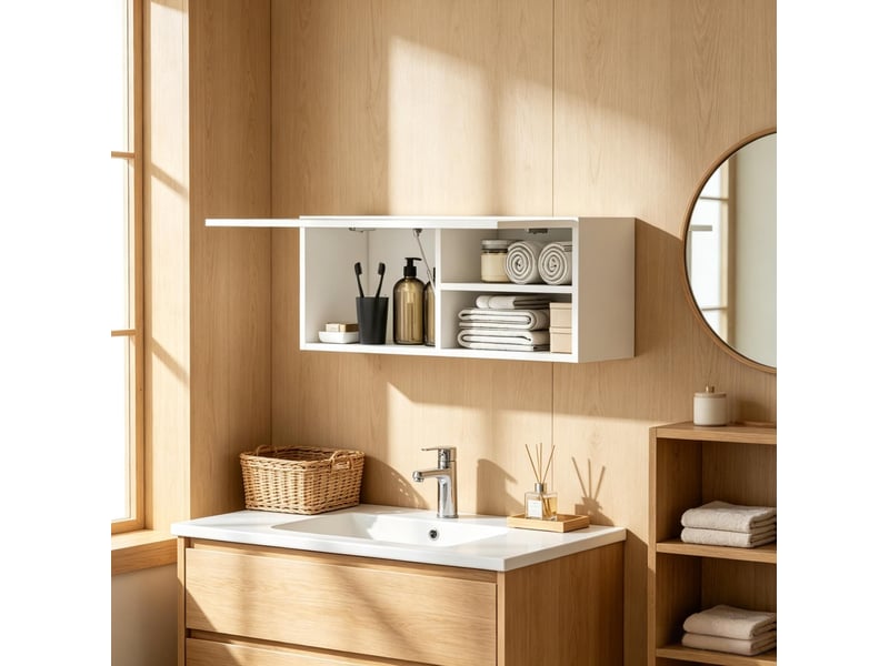  Meuble de rangement mural salle de bains à portes abattantes 80 cm homvra  - Conforama D