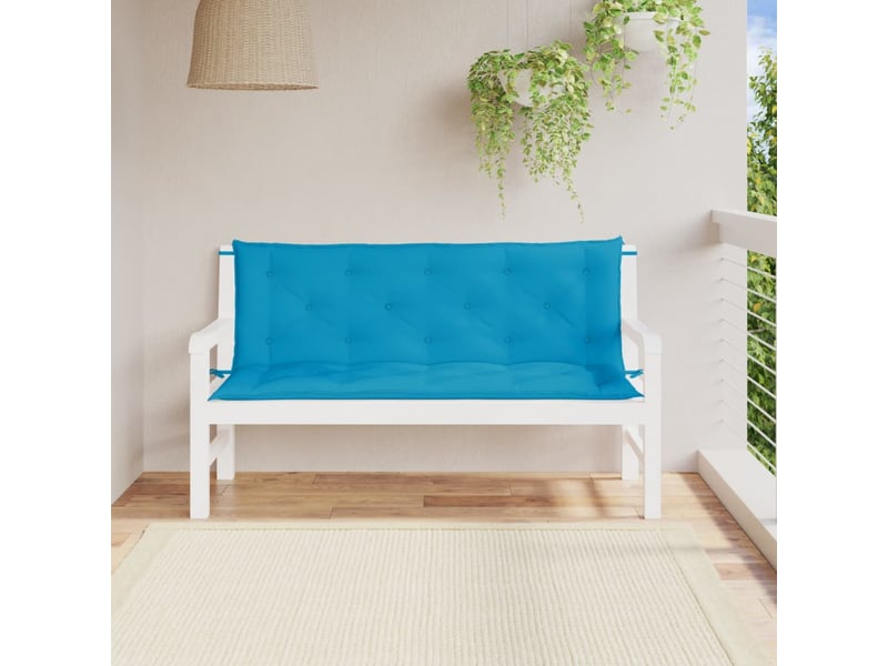  Lot de 2 coussins de banc de jardin, coussins d'assise bleu clair tissu oxford cf58637  - Conforama B