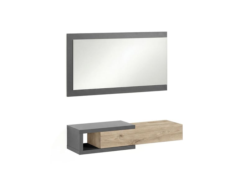 Armoire de couloir derek avec miroir gris grafito - alpine oak 95 x 19 x 26 cm REC26A01GO - Conforama B