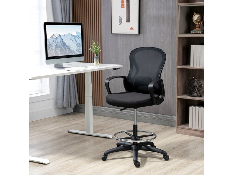  Fauteuil de bureau, chaise bureau, tissu en maille, 59x65x124cm, noir  - Conforama C