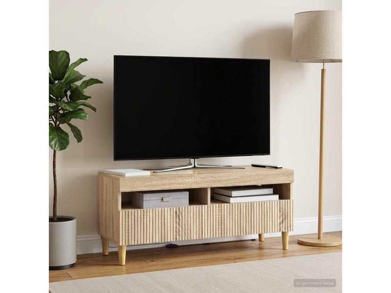  Meuble tv - banc tv - meuble de rangement led chêne sonoma bois d'ingénierie  - Conforama B