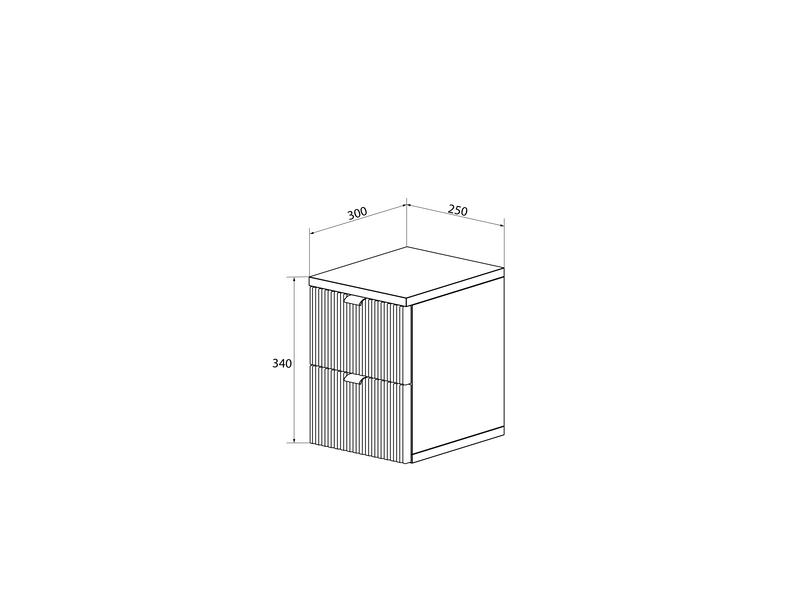 Table de chevet suspendue noire – 25 cm, 2 tiroirs, façades cannelées - Conforama D