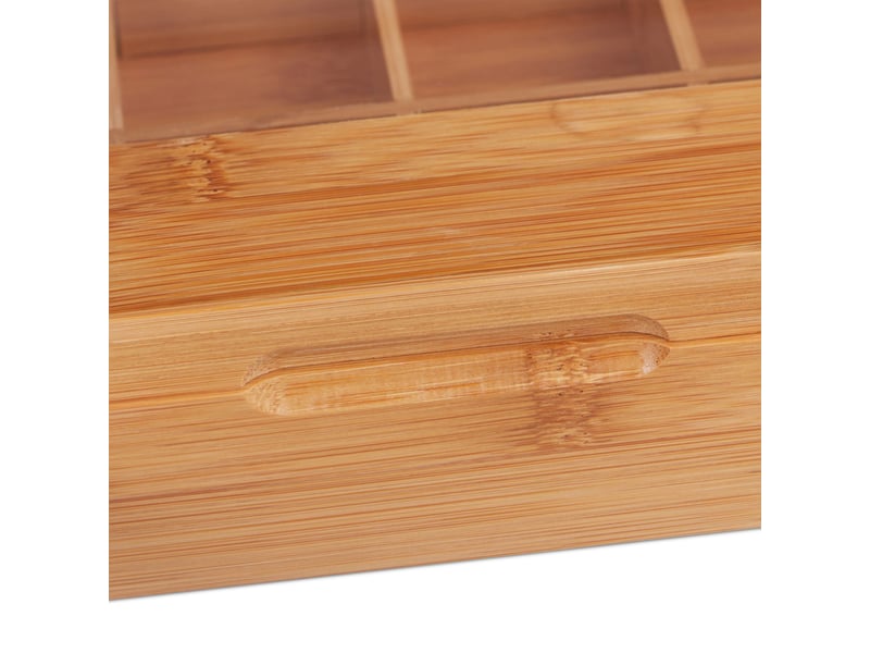  Boîte à thé pratique 24 compartiments rangement décoratif 30 x 20 x 10 cm en bambou naturel 13_0004031  - Conforama D