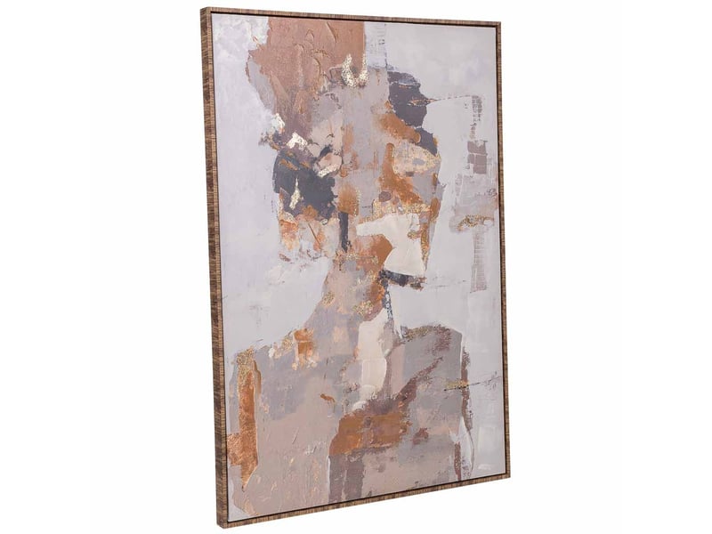  Tableau peint à la main avec cadre en bois orange 83x4x123h cm  - Conforama A