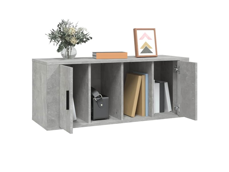  Meuble tv - banc tv - meuble de rangement gris béton 100x35x40 cm bois d'ingénierie  - Conforama D