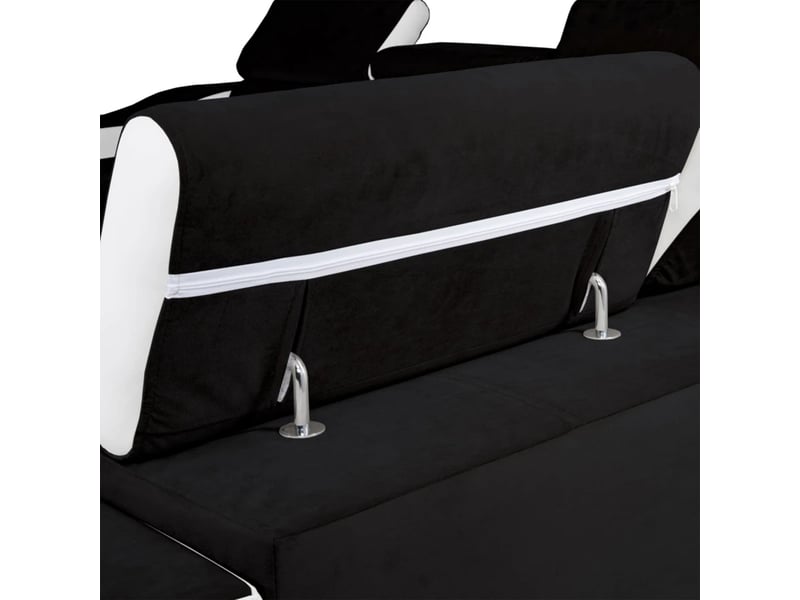  Lucky mini - canapé d’angle convertible réversible en velours noir et simili blanc LUCKY-MINI-NOI-BLA - Conforama D