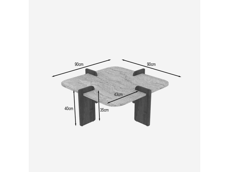  Table basse carrée moderne en mélaminé poalla - noyer  - Conforama E