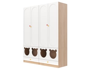 Armoire enfant avec 2 portes, penderie, étagères et tiroirs en mdf pour chambre, blanc naturel, 80 × 50 × 200 cm