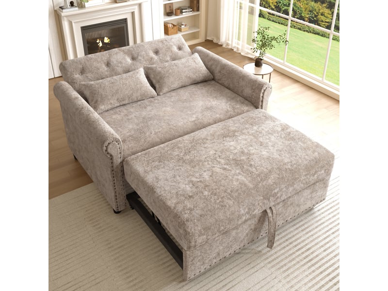  Canapé convertible modenvie 2 places 3-en-1 en tissu chenille gris brun, dossier réglable, couchage 170 x 98 cm  - Conforama D