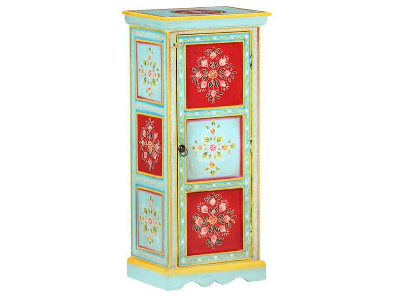  Buffet, meuble de rangement salon peint à la main 40x30x90 cm bois de manguier solide  - Conforama B