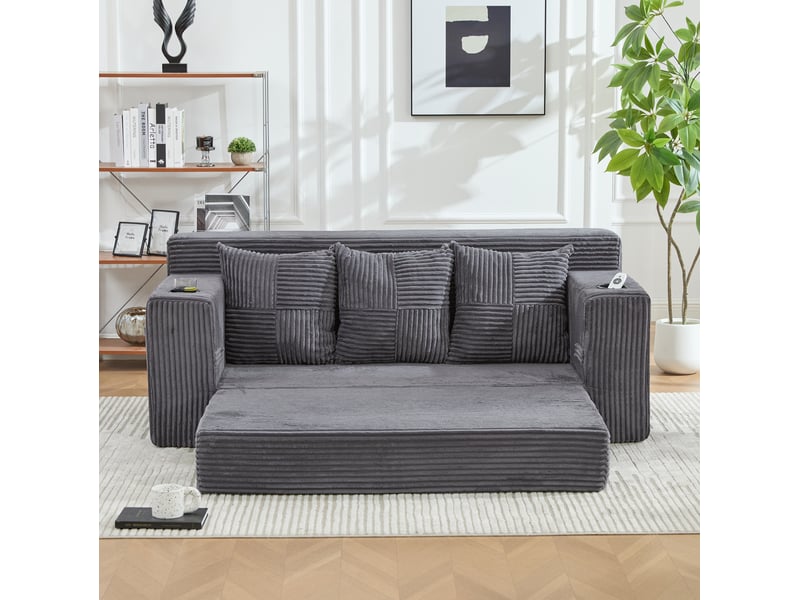  Canapé 3 places modulable avec porte-gobelets evryae  - Conforama D