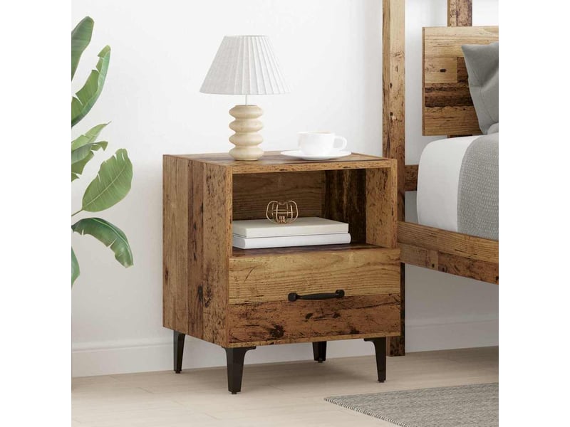  Table de chevet 2 pièces bois ancien 40 x 35 x 47.5 cm  - Conforama B
