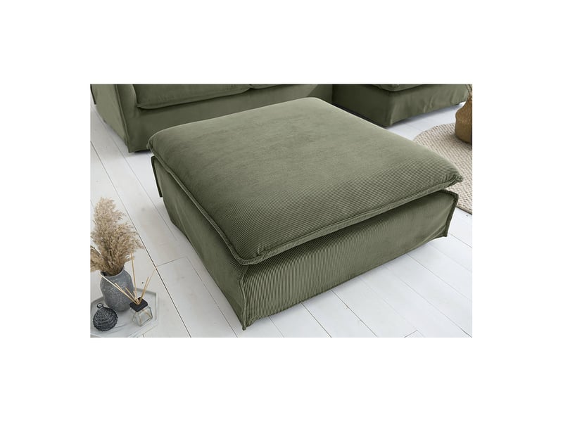 Pouf kalia – vert foncé – tissu côtelé – style contemporain  - Conforama B