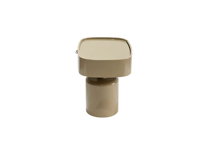  Table d'appoint à un tiroir laquée couleur taupe brillant  - Conforama E