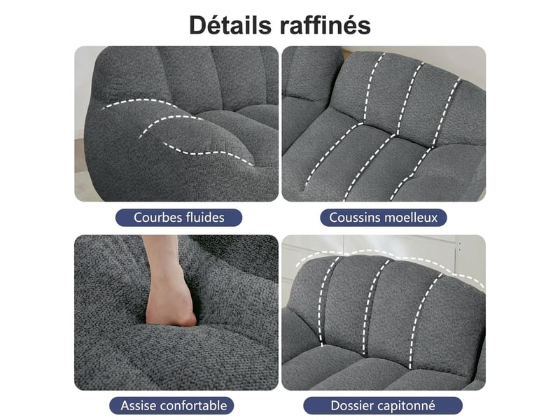  Canapé d'angle modulable 3 places sans montage 288 x 165 cm - assise profonde avec ottomane  - Conforama E