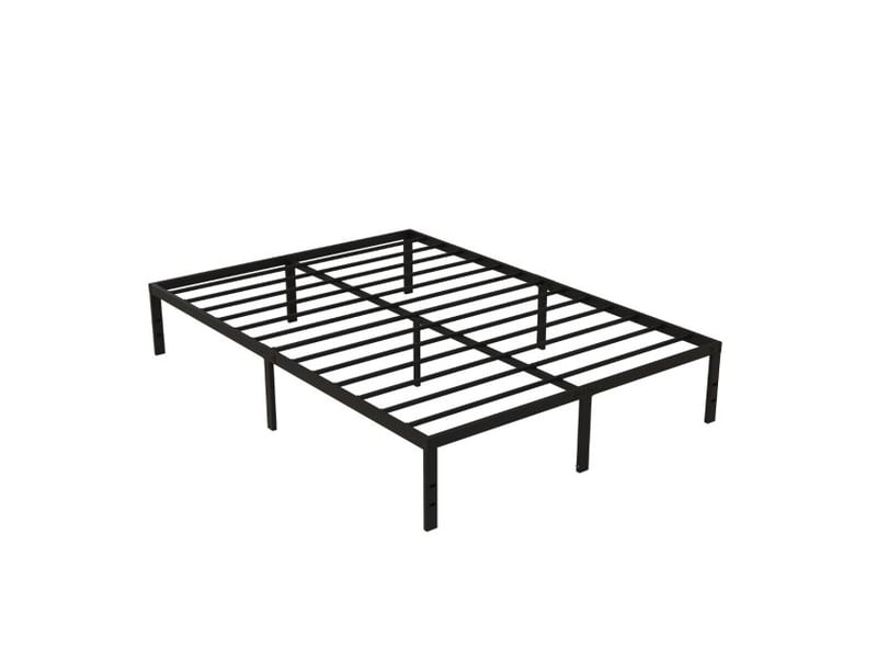 Costway cadre de lit 160x200 cm, lit 2 personnes, lit double hauteur 36 cm avec rangement sous le lit, cadre de lit plateforme en métal, montage facile, noir  - Conforama A