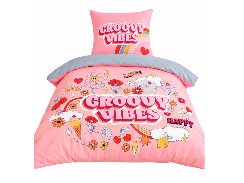  Parure de lit enfant 140x200 cm microfibre groovy vibes PD23284 - Conforama A