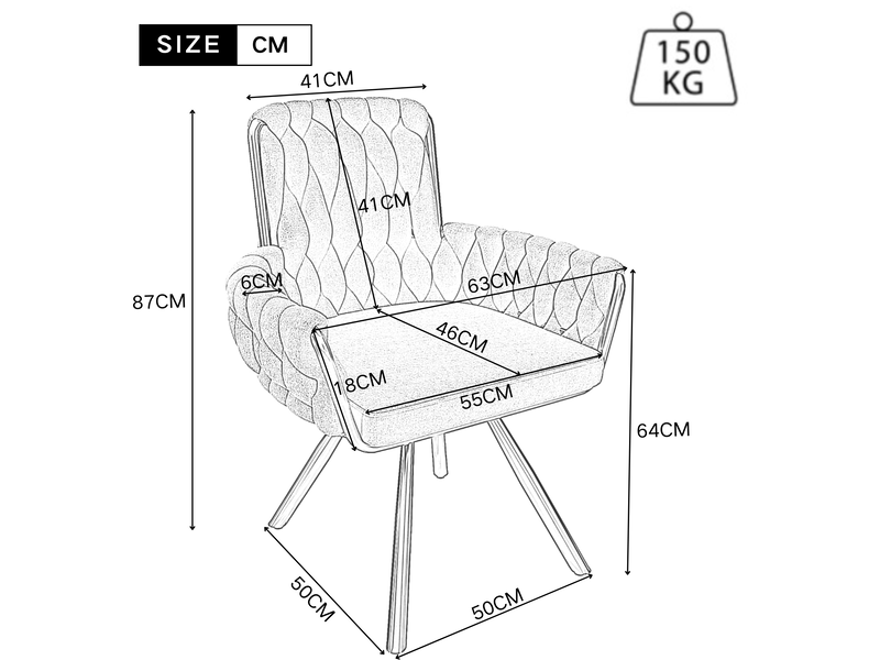  Lot de 4 chaises de salle à manger pivotantes en velours gris avec accoudoirs  - Conforama E