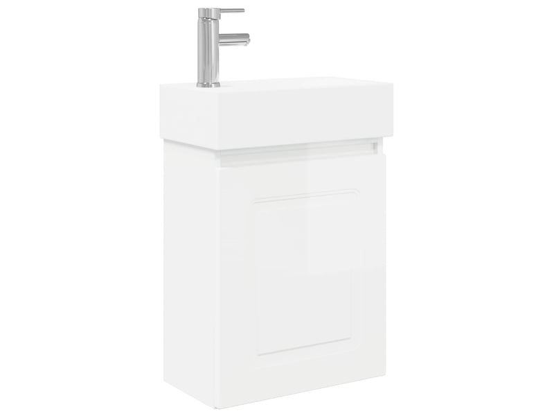  Meuble de rangement salle de bain avec robinet blanc brillant shl2334  - Conforama A