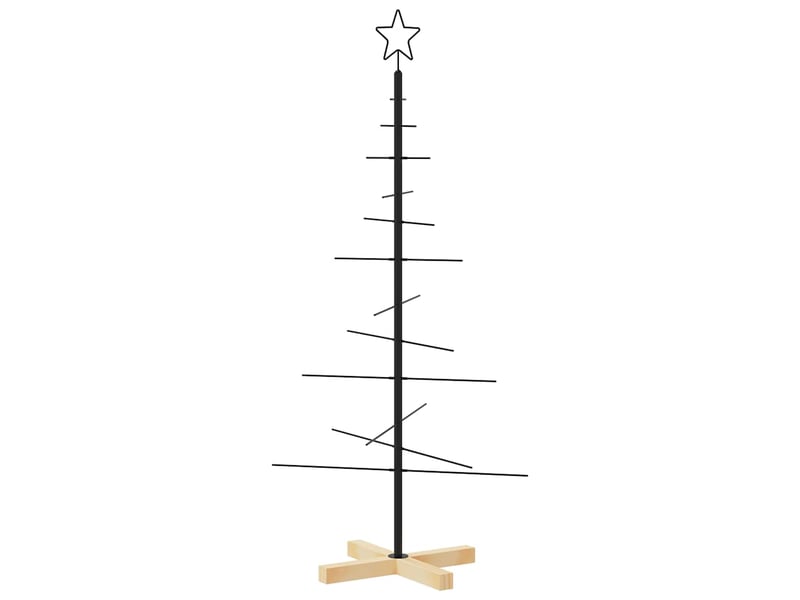  Arbre de noël, sapin de noël en métal avec base en bois noir 120 cm  - Conforama A