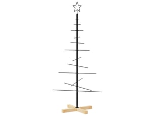 Arbre de noël, sapin de noël en métal avec base en bois noir 120 cm