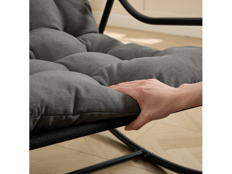 Fauteuil à bascule extérieur 75x116x82 cm – gris et noir – coussin épais et balancement réglable sécurisé - Conforama E