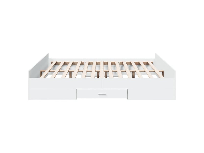  Lit double- lit adulte -  cadre de lit avec tiroirs sans matelas blanc 200x200 cm  - Conforama D
