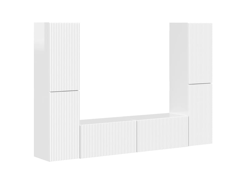  Ensemble meuble tv - banc tv - meuble de rangement 6 pcs blanc brillant bois d'ingénierie  - Conforama A