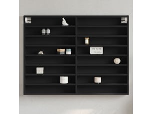 Armoire à vitrine, étagère murale noir 100x8,5x75 cm bois d'ingénierie cf40951