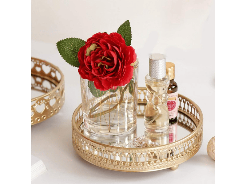  Organisateur de bijoux cosmétiques, plateau décoratif miroir en métal, plateaux de fruits, plateau de rangement pour table  - Conforama B