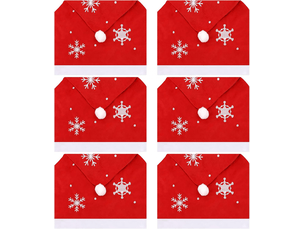 Lot de 6 housse de chaise - lot de 6 pièces pour chaises de noël avec chapeaux, housses de chaises, décorations de noël, housses de chaises de noël, multicolore