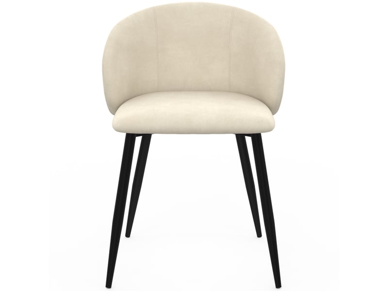  Lot de 6 chaises kira en velours crème pour salle à manger  - Conforama C