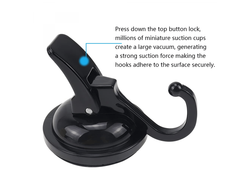  Crochet ventouse salle de bain 2 pièces patère torchon pas de perçage noir forte nano aspiration suction hooks bathroom 5kg  - Conforama C