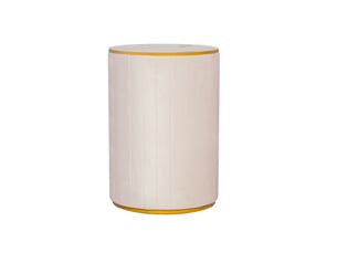 Table de chevet ronde 3 tiroirs, 40 x 40 x 52,5 cm– velours blanc, plateau effet marbre et poignées dorées