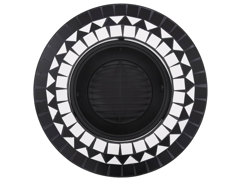 Brasero exterieur, foyer mosaïque noir et blanc 68 cm céramique - Conforama E