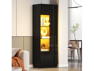 Vitrine coloris noir 3 étagère(s) OKWISH - 60 cmx180 cm
