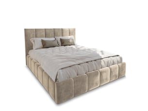 Lit coffre 120x200cm <strong>MASSENO</strong> <strong></strong> coloris beige