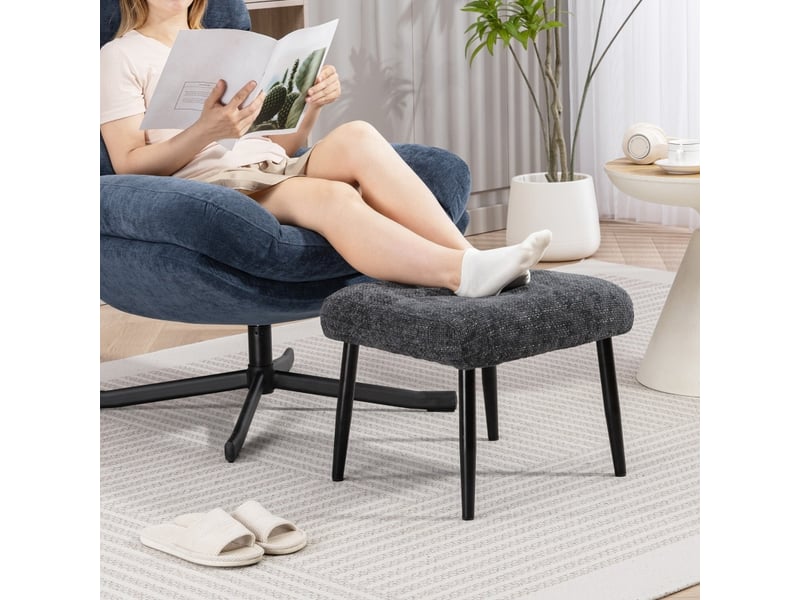  Tabouret avec coussin d'assise moelleux, pieds en acier, repose-pieds en tissu chenille, 45 x 41 x 38 cm, gris foncé 838-598V00CG - Conforama C