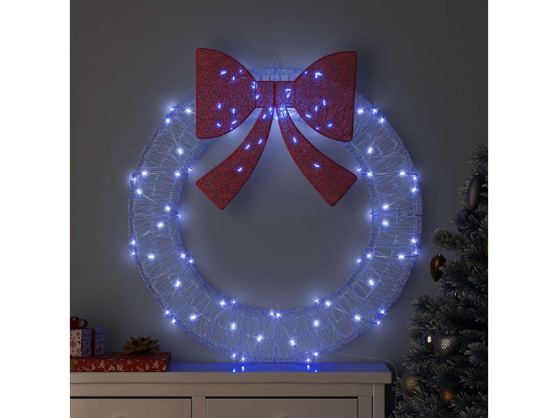  Couronne de noël, décoration de noël 80 led bleu 92 x 92 x 9,5 cm acrylique cf61761  - Conforama B