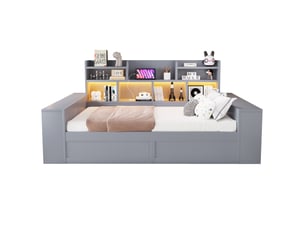 Lit banquette 90x200 cm VIVRYN coloris gris