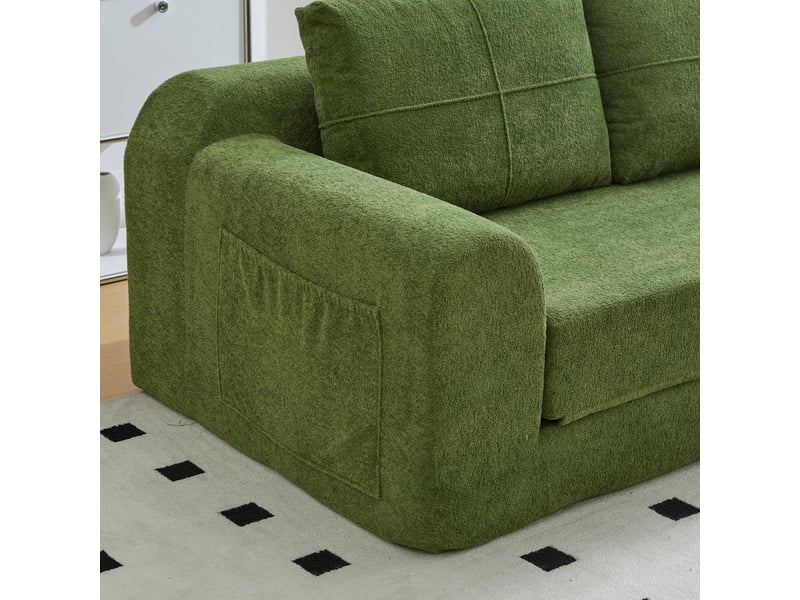  Canapé convertible 2 places avec accoudoirs en velours vert W3607P437043 - Conforama D