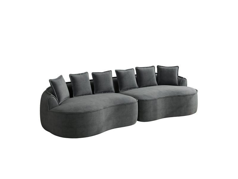  Canapé modulaire 4 places sans montage avec assise profonde et coussins, en chenille gris  - Conforama A