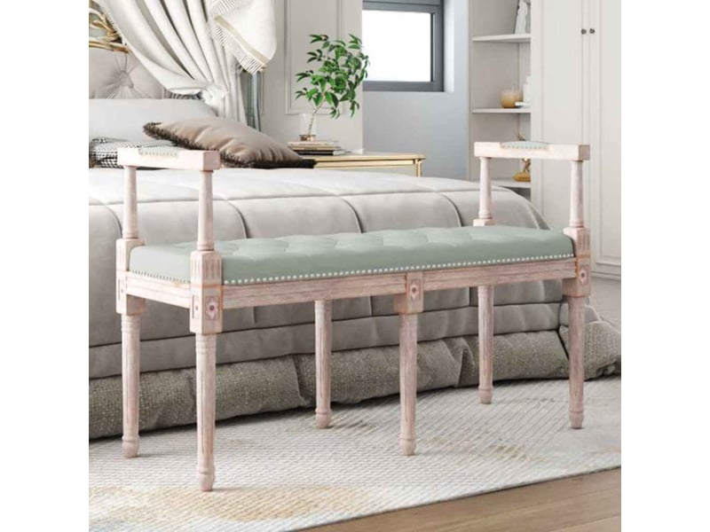  Banc chambre, banc de lit gris clair 110x40x70 cm velours  - Conforama B