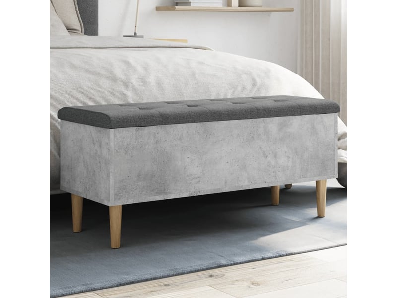  Banc chambre, banc de rangement gris béton 102x42x46 cm bois d'ingénierie  - Conforama B
