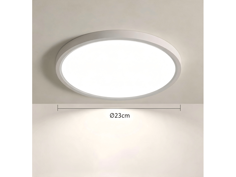  Plafonnier led rond extra-plat 18 w, 4000 k, ø 23 cm, blanc  - Conforama C