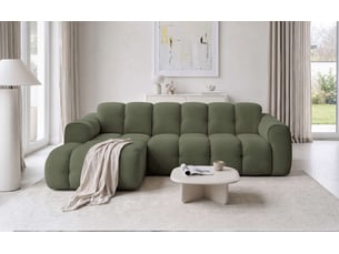 Canapé d'angle gauche fixe MIUFORM Picco 4 places Tissu Vert forêt